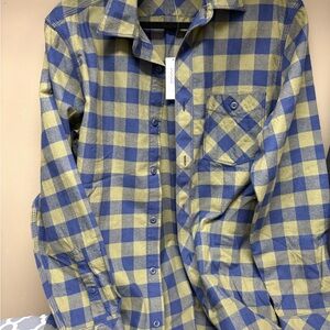 Banana Republic Blue and Olive Plaid Button-Down Shirt
